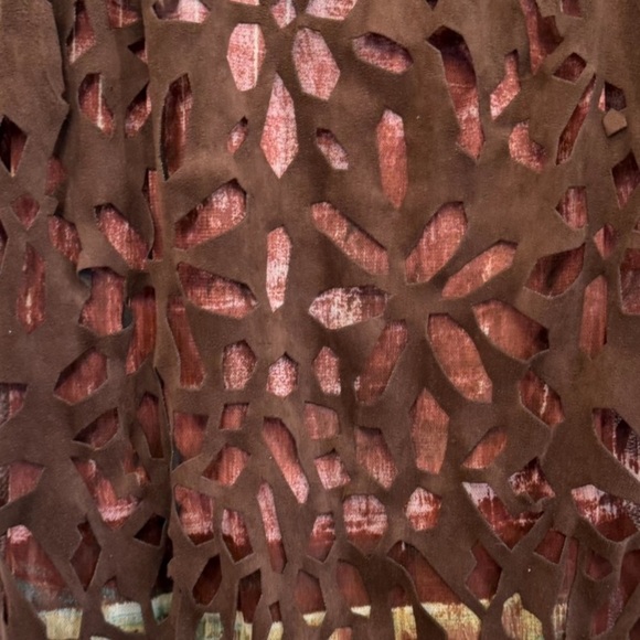 Legatte Jeans Save the Queen Italian Abstract Brown Suede Dress US Sz 6 - Picture 10 of 16